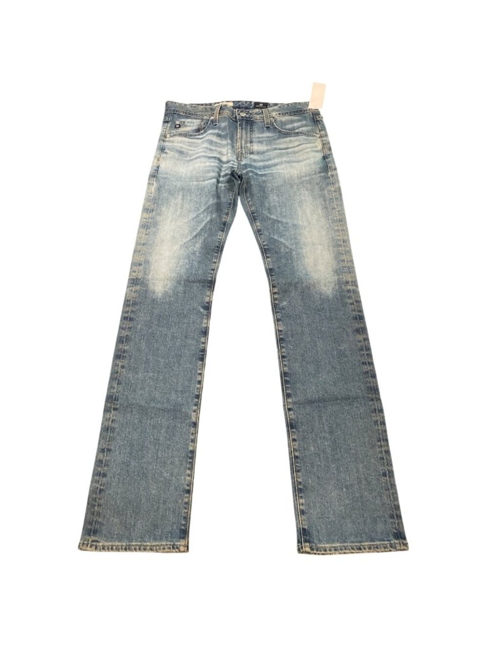 AG Matchbox Slim Straight Jean 32x34 Light Wash Dirty Distressed Grunge Sample
